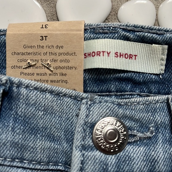 🆕 NWT Levi’s Denim Shorty Short Rainbow Tape Stripe Girls Sz 3T - Picture 8 of 10